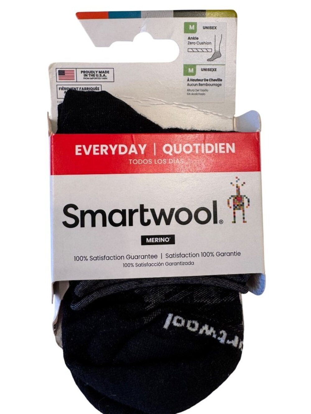 Smartwool Everyday Wool Socks Size Medium Ankle Black Merino Wool NWT